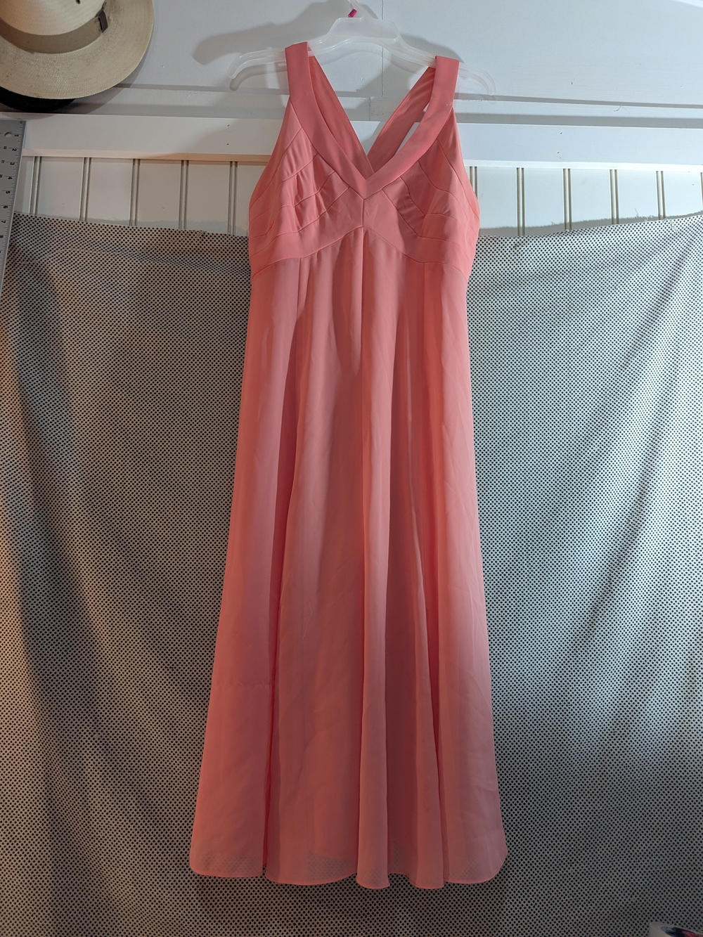 Dessy Collection Coral-Pink V-Neck Maxi Dress